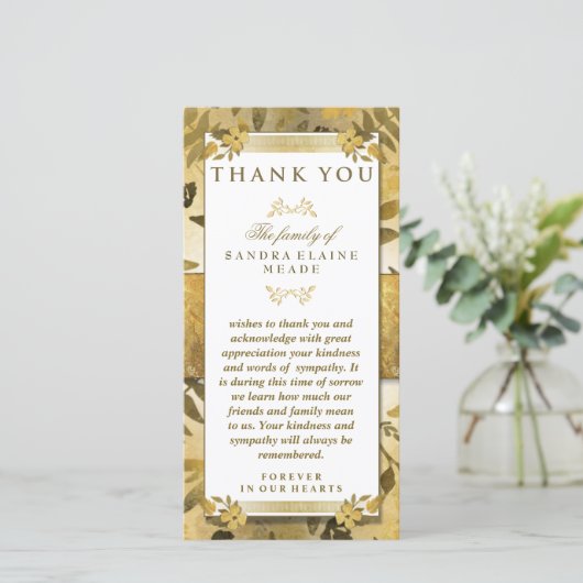 サンキュー悔やみや弔慰ゴールデンフローラエレガンス サンキューカード (スタンド正面)