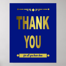 サンキュー感謝ブルータイポグラフィ ポスター