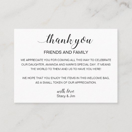 サンキュー抱き枕バスケットアコモデー結婚ション プレイスカード (正面)