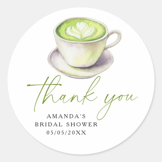 サンキュー抹茶ブライダルシャワー ラウンドシール (正面)