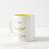 サンキュー文字引用文アートプリントデザイン ツートーンマグカップ (正面左)