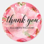 サンキュー文字牡丹花 ラウンドシール (正面)