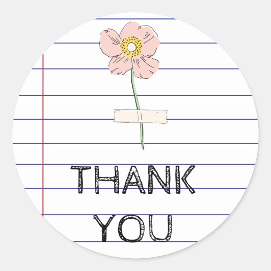 サンキュー新学期先生ワイルドフラワー ラウンドシール (正面)