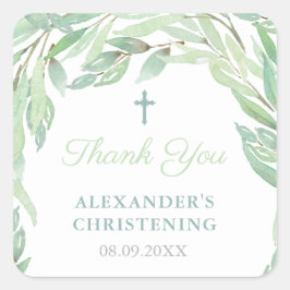 サンキュー春グリーンリーバプテスマまたは《キリスト教》洗礼式や命名式 スクエアシール
