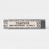 サンキュー最高の先生引用文カスタムLeopard Print デスクネームプレート (正面)