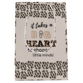 サンキュー最高の先生引用文カスタムLeopard Print ミディアムペーパーバッグ (正面)