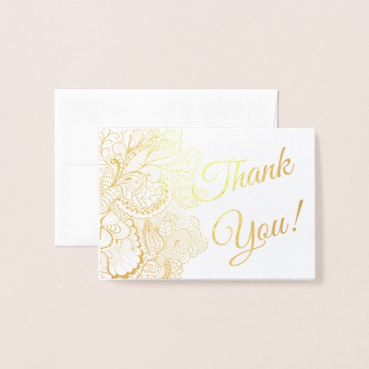 サンキュー気持ちフォイルレースのようフィリーグリー 箔カード (封筒付き正面)
