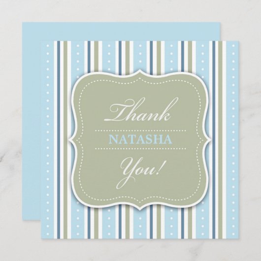 サンキュー男の赤ちゃんシャワーフラットカード サンキューカード (正面/裏面)