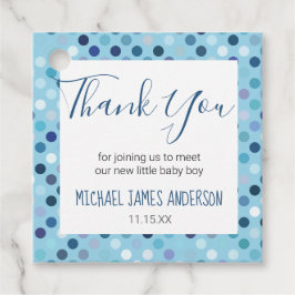 サンキュー男の赤ちゃんシャワーブルー水玉模様 フェイバータグ