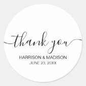 サンキュー白黒モダンカスタムスクリプトミニマル ラウンドシール (正面)