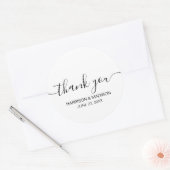 サンキュー白黒モダンカスタムスクリプトミニマル ラウンドシール (封筒)