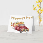 サンキュー秋カボチャのトラック男の子ベイビーシャワー カード (黄色い花)