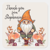 サンキュー秋テーマ格言パンプキンサンクスギビング スクエアシール (正面)