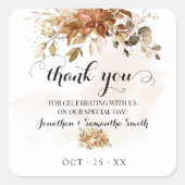 サンキュー秋ユーカリプトゥスシャワー秋結婚の スクエアシール (正面)
