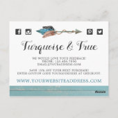 サンキュー素朴ターコイズウッドフェザーアローボホ ポストカード (裏面)