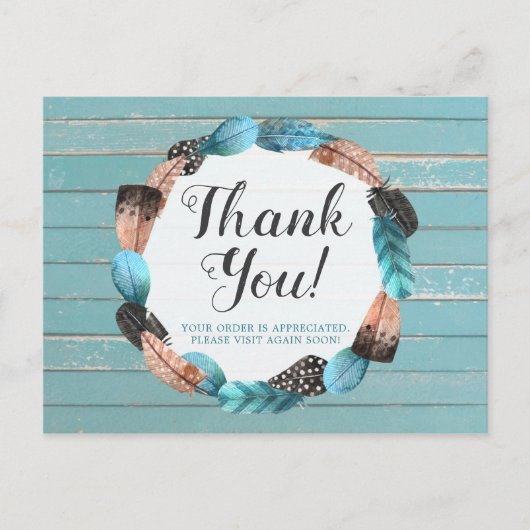 サンキュー素朴ターコイズウッドフェザーアローボホ ポストカード (正面)