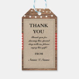 サンキュー素朴ラベルレッドメッセージカードズ結婚ウッド ギフトタグ