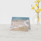 サンキュー結婚のビーチハート カード (黄色い花)