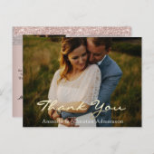 サンキュー結婚のフォトシルバーグレーバラ金ゴールド ポストカード (正面/裏面)