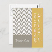 サンキュー結婚の婚約グレーホワイトシェブロン ポストカード (正面/裏面)