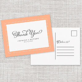 サンキュー結婚の書モダン道シック桃 ポストカード