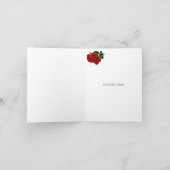 サンキュー結婚の白黒Tuxedo深いレッドローズ サンキューカード (内部)