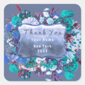 サンキュー結婚の金ゴールドフレームバラフローラスモーキーBlu スクエアシール (正面)