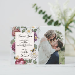 サンキュー結婚の開花フローラフォトバタフライ サンキューカード