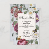 サンキュー結婚の開花フローラフラワーバタフライ サンキューカード (正面/裏面)