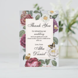 サンキュー結婚の開花フローラフラワーバタフライ サンキューカード