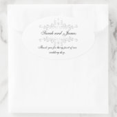 サンキュー結婚式の引き出物ステッカーグレー白 楕円形シール (バッグ)