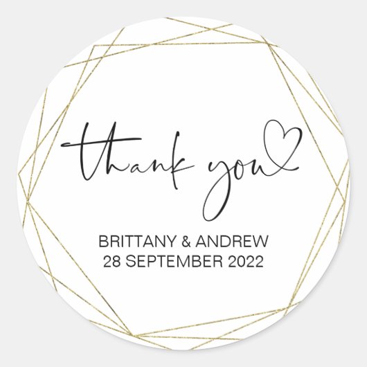 サンキュー結婚式の引き出物トリートバッグジャーかわいい金ゴールド ラウンドシール (正面)