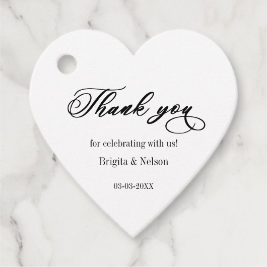 サンキュー結婚式の引き出物ハートラベル フェイバータグ (正面)