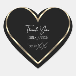 サンキュー結婚式の引き出物白黒ゴールデンハート ハートシール