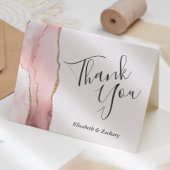 サンキュー結婚赤面ピンクアゲート金ゴールドグリッター カード