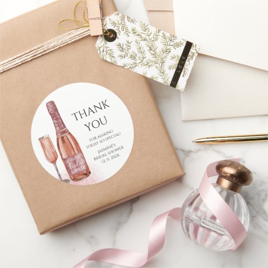 サンキュー花びら&プロセッコブライダルシャワー ラウンドシール (ギフト)