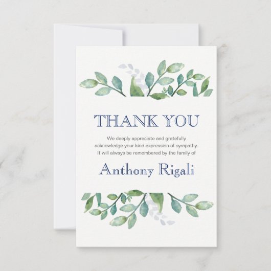 サンキュー葬儀ノートカードグリーンリースイート サンキューカード (正面)