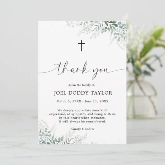 サンキュー葬式グリーンリー悔やみや弔慰悲しみカード サンキューカード (スタンド正面)