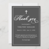 サンキュー葬式ダークグレー悔やみや弔慰悲しみカード サンキューカード (正面)