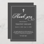 サンキュー葬式ダークグレー悔やみや弔慰悲しみカード 招待状 (正面/裏面)