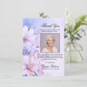 サンキュー葬式パープルラベンダーフローラ |写真 カード (スタンド正面)