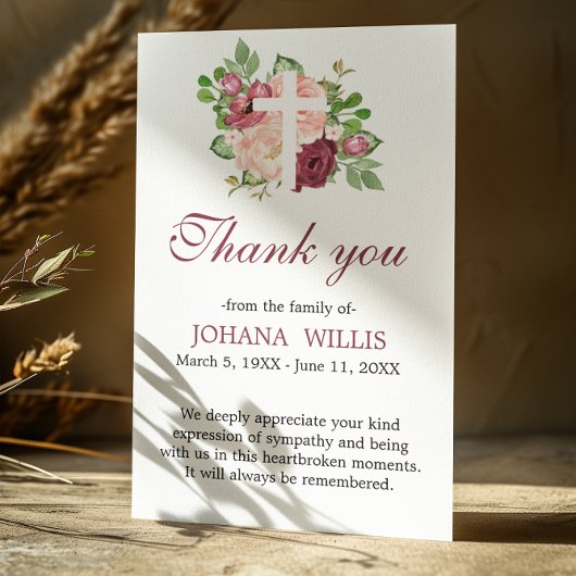 サンキュー葬式フローラクロス悔やみや弔慰悲しみカード 招待状
