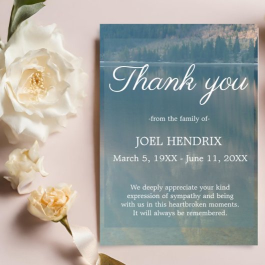 サンキュー葬式ブルーレイク悔やみや弔慰悲しみカード 招待状