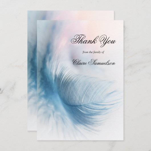 サンキュー葬式悔やみや弔慰フェザーエア |写真 サンキューカード (正面/裏面)