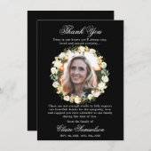 サンキュー葬式悔やみや弔慰ブラックフローラ |写真 サンキューカード (正面/裏面)
