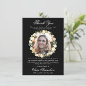 サンキュー葬式悔やみや弔慰ブラックフローラ |写真 サンキューカード (スタンド正面)