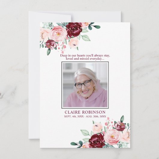 サンキュー葬式悔やみや弔慰ブルゴーニュフローラ |写真 サンキューカード (裏面)