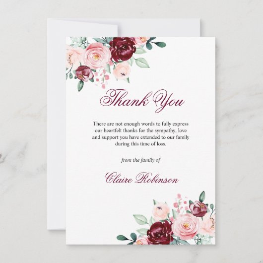 サンキュー葬式悔やみや弔慰ブルゴーニュフローラ |写真 サンキューカード (正面)