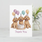 サンキュー誕生日ゴールデンドルドードルドッグスお誕生日ケーキ サンキューカード (スタンド正面)