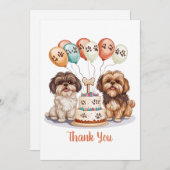 サンキュー誕生日シーズー(犬)チドッグスお誕生日ケーキ サンキューカード (正面/裏面)